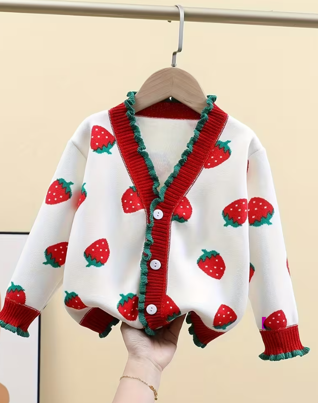 Cardigan  de niña estilo fresa