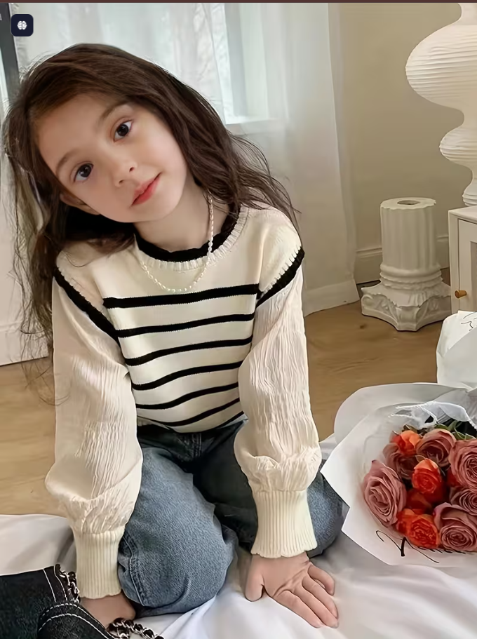 Suéter de punto de estilo nuevo y caliente de primavera para niñas