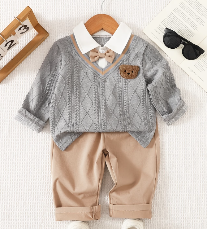 Conjunto de traje formal para bebé niño de 6-36 meses